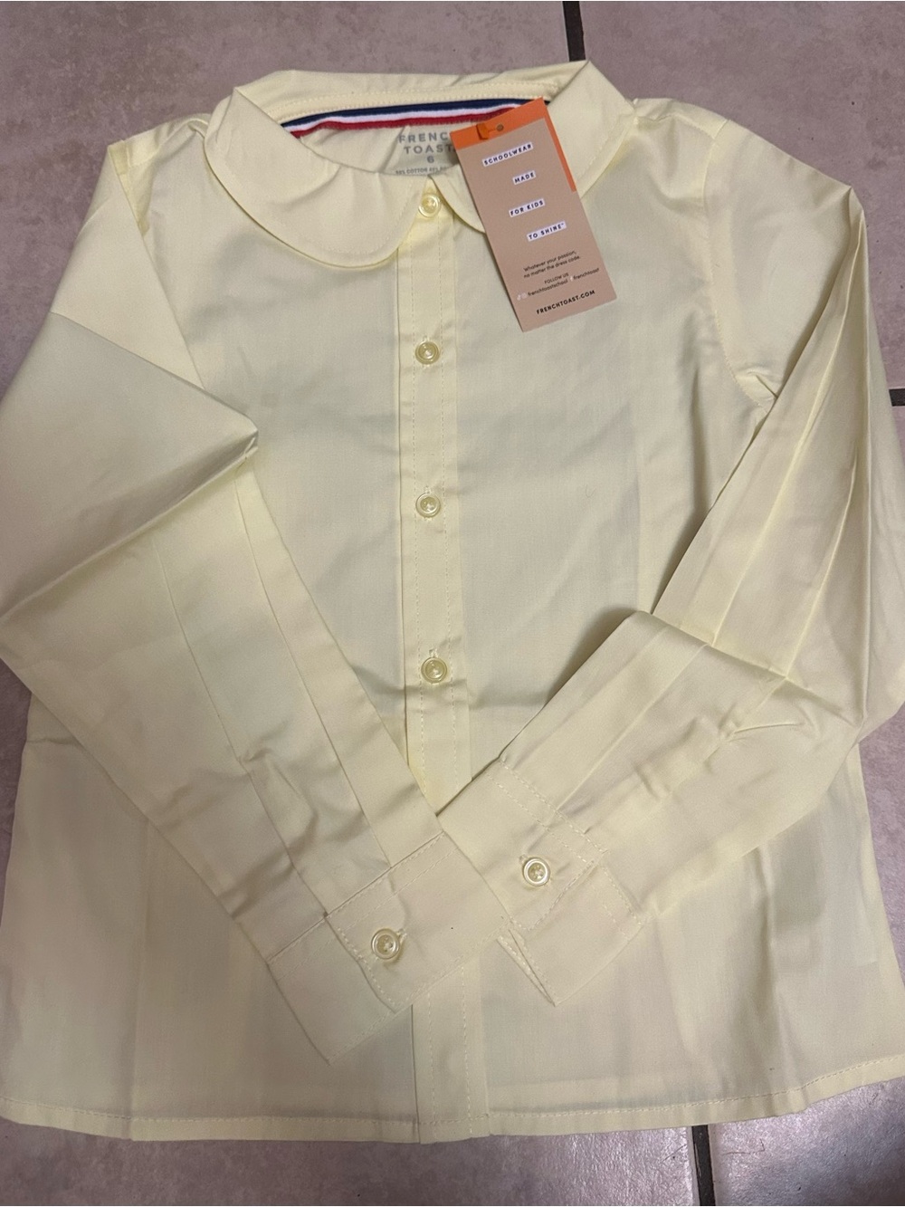 French Toast Light Yellow Peter Pan Collar School Blouse